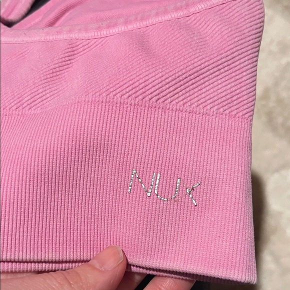 NUX Pink Ribbed Racerback Sports Bra - Picture 2 of 2